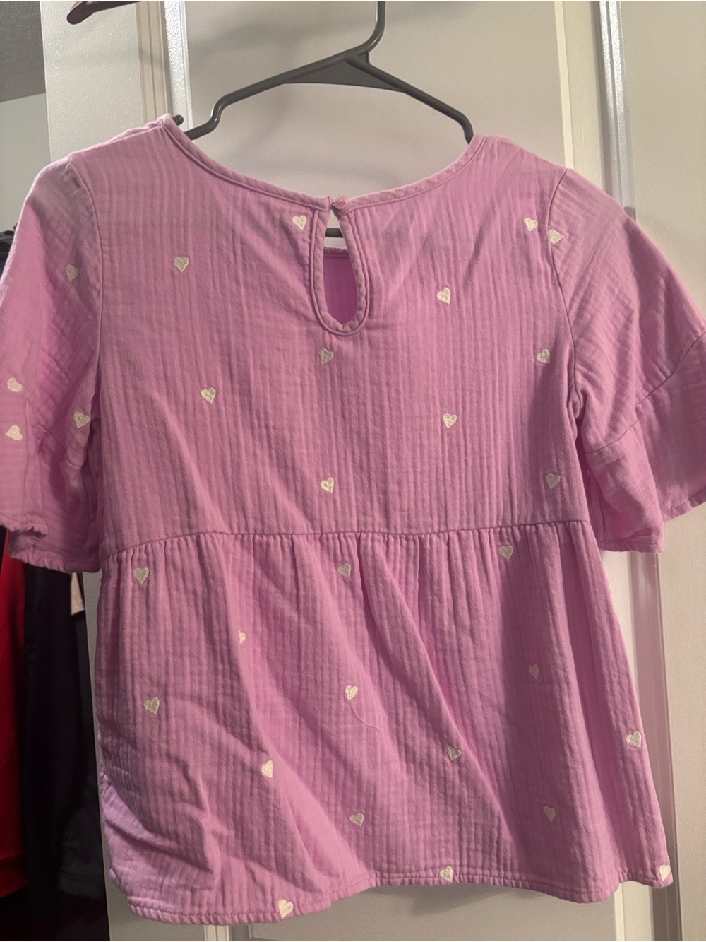 Cat & Jack Lavender Short Sleeve Peplum Top with Tiny Hearts